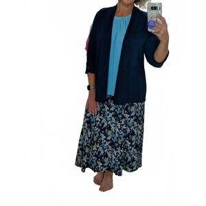 NEW N TOUCH women's three quarter sleeve cover up in blue